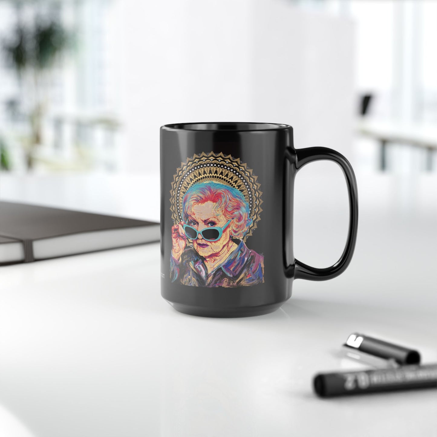 Betty White Black Mug (15oz)