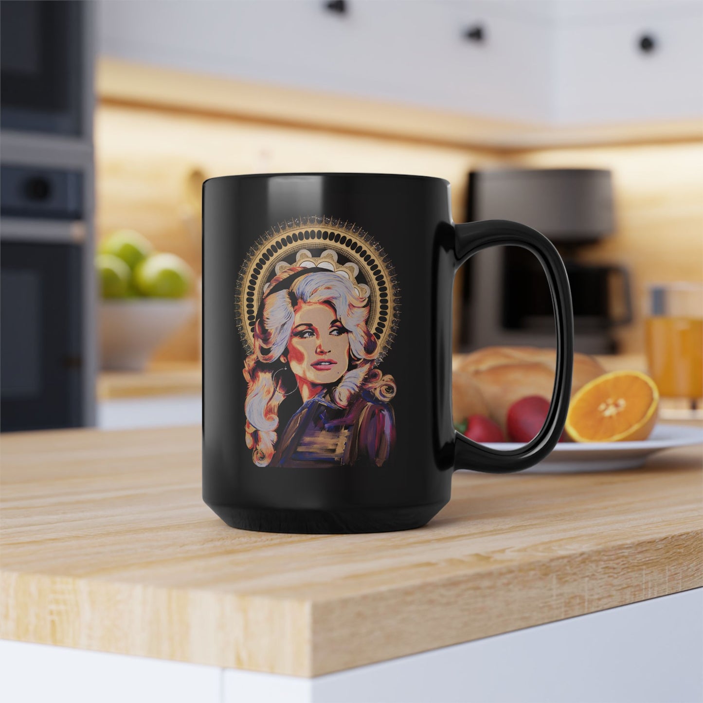 Dolly Parton Black Mug (15oz)